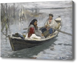Картина Пара в гребной лодке