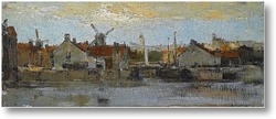 Картина Вид голландского города на набережной