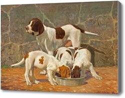 Картина Охотничьи щенки.Хансен Адольф