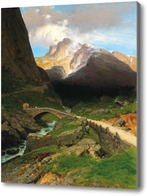 Картина на горном перевале