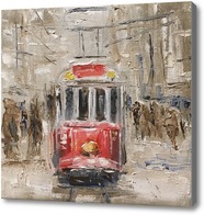 Купить картину Трамвай на заснеженной улице