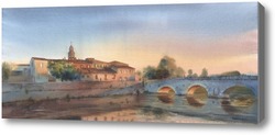 Картина Римини. Мост Ponte di Tiberio