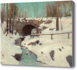 Картина Каменный мост в зимний период, Центральный парк