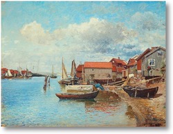Картина Рыбацкая деревня на западном побережье Швеции