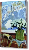 Картина Цветы на балконе на фоне гор. 1912