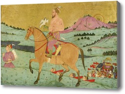 Картина Могольский дворянин верхом на лошади с ястребом