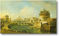 Картина Причудливый вид на замок Святого Ангела, Рим