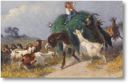 Купить картину Захват сена козами