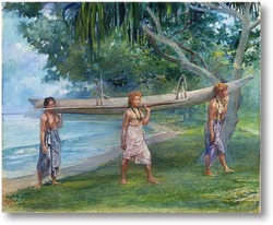 Картина Девушки, несущие каноэ, Вайала в Самоа