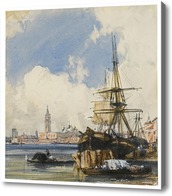 Картина Рива дельи Скьявони, Сан-Бьяджо, Венеция