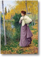 Картина Осень на берегу озера  