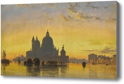 Картина Венеция, закат позади церкви Санта-Мария-делла-Салюте