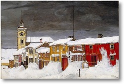 Картина Зимняя улица в Рёрусе