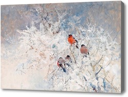 Картина Снегири на снежной ветке
