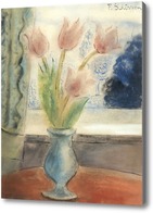Купить картину Тюльпаны в синей вазе