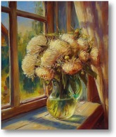 Картина Хризантемы на окне