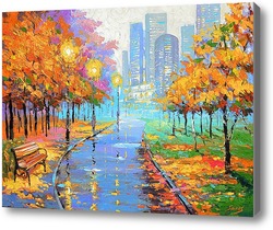 Картина Осень в большом городе