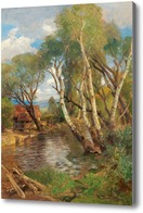 Картина Березы у горного ручья