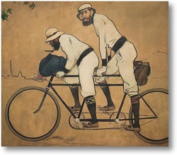Купить картину Рамон Касас и Пере Ромеу на велосипеде
