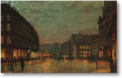 Картина Переулок Борова Лидс при искусственном освещении 1881