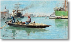 Картина Сцена в гавани Венеции