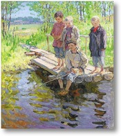 Картина Мальчишки на рыбалке 