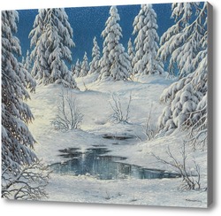 Картина Снежный зимний лес в Шварцвальде