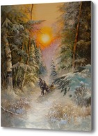 Картина Зимним лесом