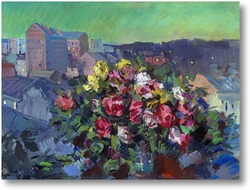 Картина Цветы у города