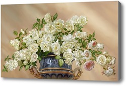Картина Белые розы в античной вазе