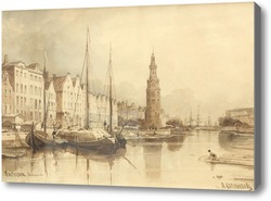 Картина Амстердам. Башня Монталбан. 1870