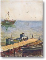 Картина Корабли и чайки