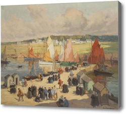 Картина Конкарно, оживленный порт