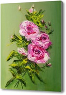 Картина Розы на зеленом фоне
