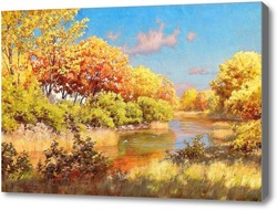 Картина Осенний пейзаж с утками в воде