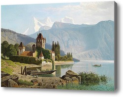 Купить картину Замок Оберхофен на озере Тун, Швейцария