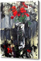 Картина Красные розы на чёрном