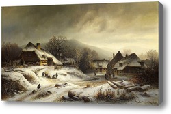 Картина Снежные сцены в деревне