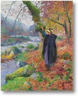 Картина Деревенская девушка на берегу реки