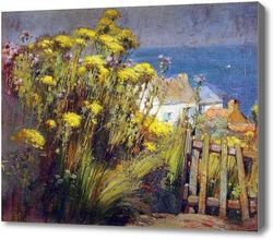 Картина Крестовник и прибрежный дом.