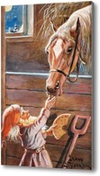 Картина Санта-Клаус кормление лошадив конюшне