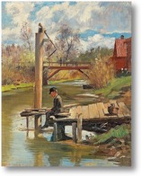 Картина Мальчик ловит рыбу