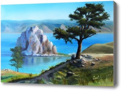Картина Картина маслом. Озеро Байкал.  Холст 40х60