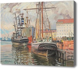 Картина Гавань в Хельсинки, Мустерхьельм Али