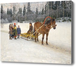 Купить картину Зимние сани с детьми, 1940