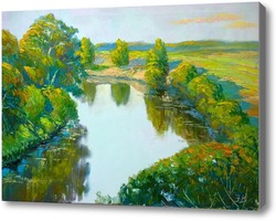 Картина пейзаж с рекой