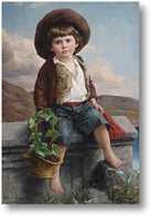 Картина Изображение крестьянского мальчика с корзинкой винограда