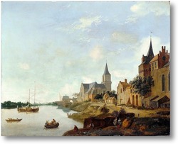 Картина Вид на Рейн в Эммерихе с церковью святого Мартина