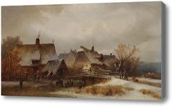 Купить картину Зимний пейзаж деревни