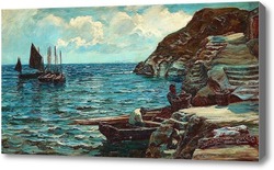 Картина Рыболовные суда недалеко от берега Корнуолла